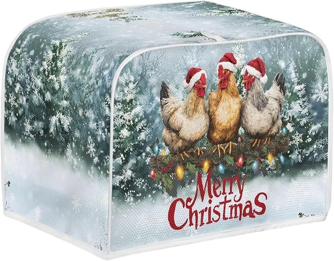 Doojoayie Merry Christmas Toaster Cover 2 Slice Dust Resistant Cover for Kitchen Small Appliance Bread Machine Protector Decorative Accessories for Xmas Home Kitchen Decor