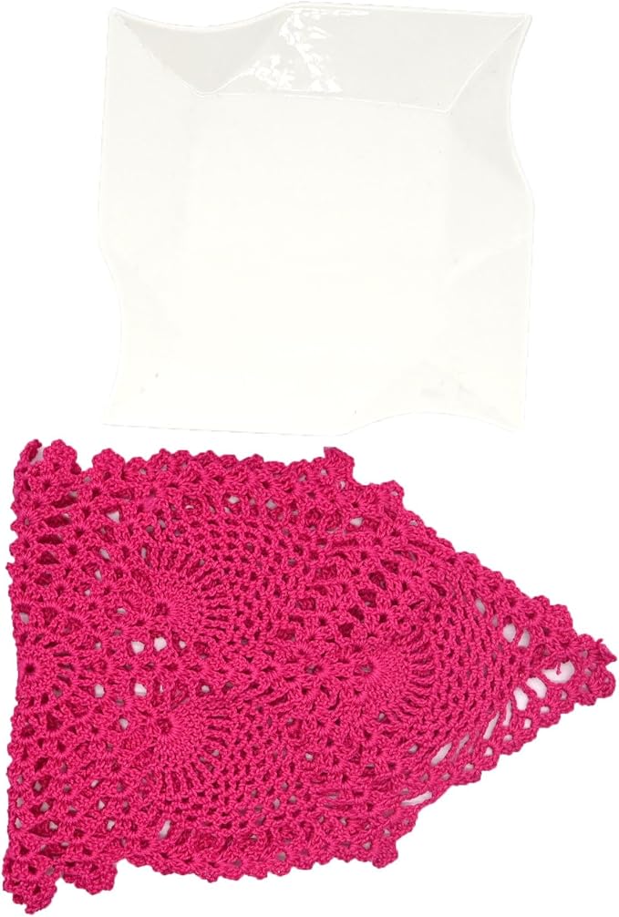 BIBITIME Crochet Lace Table Doilies Eyes Flower Doily Kitchen Vase Place Mats (7 in x 21 in,Pack of 1PC, Style02-Rose)
