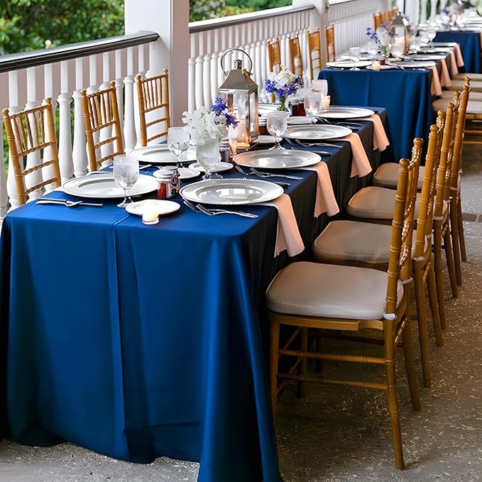 8 Pack Royal Blue Table Cloth 60x126 Inch Rectangle Tablecloths for 8 Foot Rectangle Tables, Wrinkle Resistant Washable Polyester Fabric Rectangular Table Cover for Dining Banquet Wedding Party