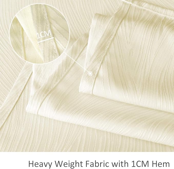 maxmill Jacquard Table Cloth Waving Pattern Water Resistant Wrinkle Resistance Heavy Weight Soft Tablecloth for Kitchen Dinning Tabletop Decoration Oblong 60 x 140 Inch Ivory