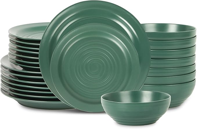 Stone Lain Orbit 24-Piece Dinnerware Set Stoneware, Green