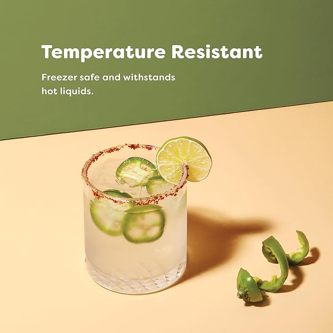 TOSSWARE RESERVE 12oz Stacking Double Old Fashioned, SET OF 4, Premium Quality, Dishwasher Safe & Heat Resistant Unbreakable Plastic Old Fashioned Glasses, Clear