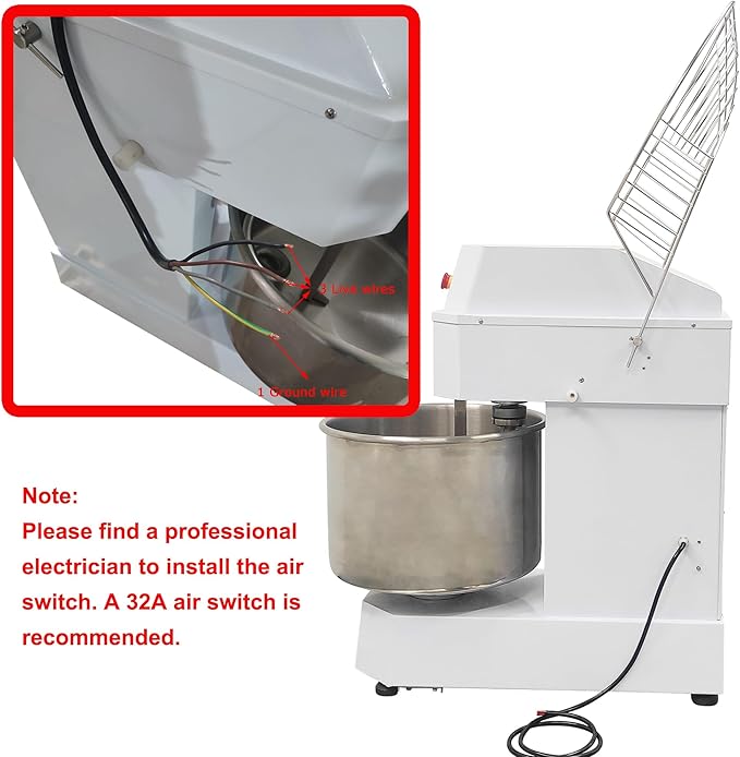 Commercial Stand Mixer 60L Double-acting Double-speed Dough Mixer Dough Kneading Machine Bread Spiral Mixer Automatic Dough Mixing Machine for Pizza Restaurant Bakeries Kitchen 220V