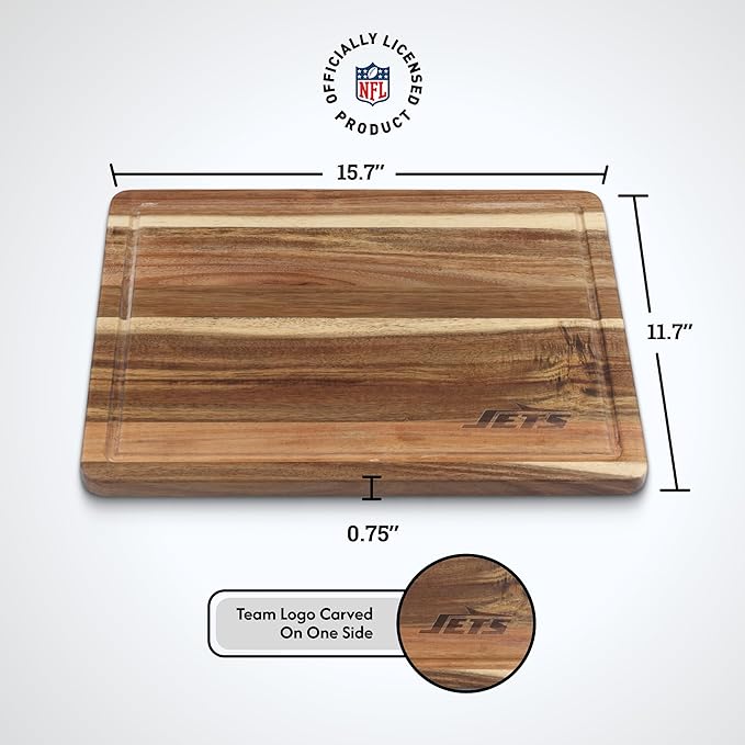 The Memory Company Officially Licensed NFL Acacia Cutting Board – 11.7" x 15.7" Durable Wood Chopping & Serving Board with Team Logo