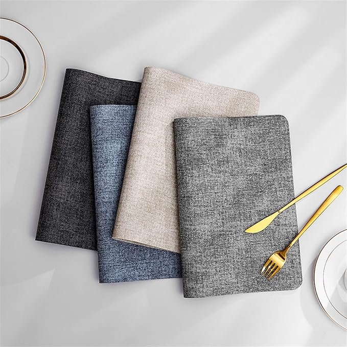 Set of 1/4 Modern PU Placemats for Table Waterproof Non-Slip Leather Tableware Mat Set Kitchen Accessories Coaster Cup(Vin Coffee,44x30cm 4pcs)