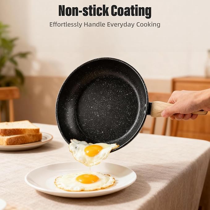 Non Stick Frying Pans, Pancake Pan with Heat-resistant Handle, Skillets Suitable for Omelets, Frying and Stir-frying (1, 8 inch)