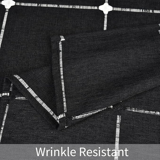 Zobesta Linen Tablecloth Black Table Cloth Rectangle Table 70 x 53 Inch, Heavy Weight Washable Farmhouse Soft Gingham Tablecloth for Party, Holiday, Picnic, Dining, Outdoor