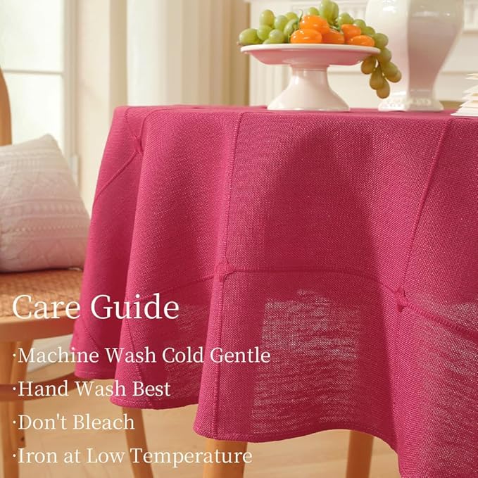 Zobesta Red Table Cloth Round Tablecloth 53 inch, Washable Farmhouse Soft Boho Christmas Round Table Cloth Tablecloth for Outdoor, Party, Holiday, Picnic, Dining