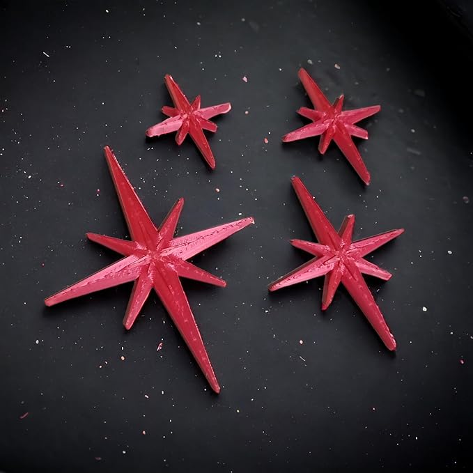 Midcentury Modern Vintage Style Atomic Star Bursts Fridge Magnets Art Refrigerator Kitchen Décor 1960s Retro Stars 50s Home Office MCM (Metallic Pink)