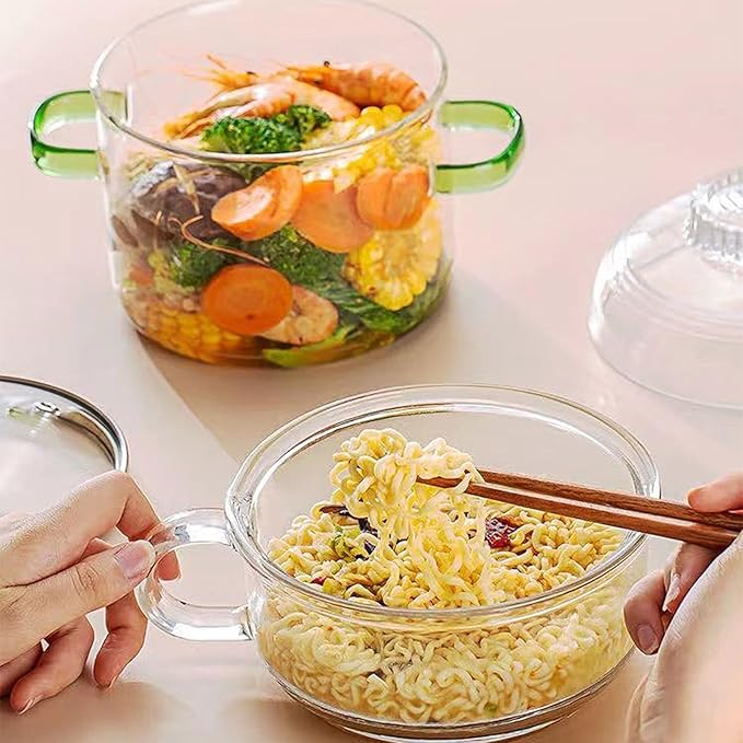Clear Cooking Pots 1.5L(50oz) High Borosilicate Cooking Pot,Cooking Pots for Stove Top Glass Saucepan,Glass Pot With Lid for Cooking Noodle,Soup,Milk,Tea