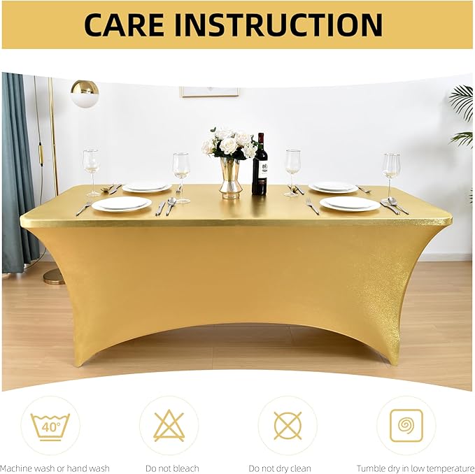 10-Pack 6ft Spandex Table Covers for Rectangle Standard Folding Tables - Wrinkle Resistant Stretch Tablecloths - Ultimate Fitted Table Protector for Parties, Banquet, Wedding
