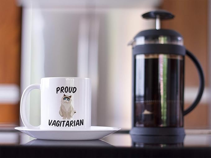 Casitika Funny LGBT Mugs. Proud Vagitarian 11 ounce Lesbian Coffee Mug. Cup Idea for Gay Girlfriend or Friend on Her Birthday or Anniversary. (White)
