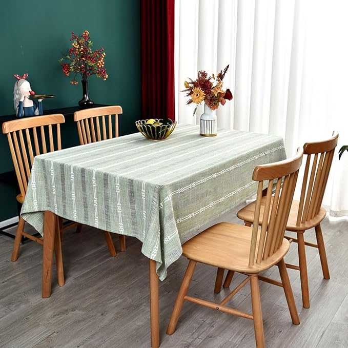 Heavy Duty Cotton Table Cloth for Rectangle Table Sage Green Rectangular Farmhouse Vintage Tablecloth Washable Rustic Table Cover (Sage Green, Rectangle, 52''x 86'', 6-8 Seats)
