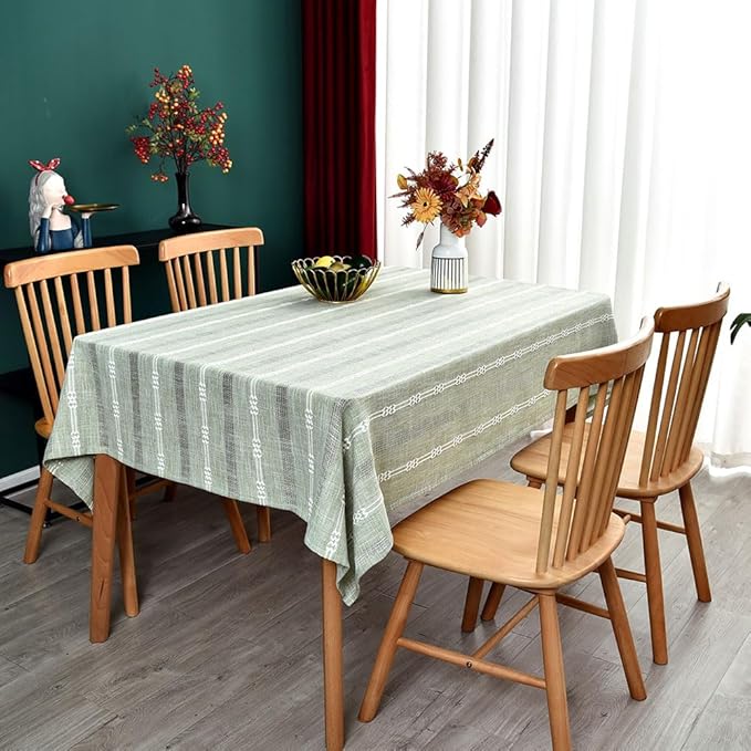 Heavy Duty Cotton Tablecloth for Square Table Sage Green Farmhouse Vintage Tablecloth Washable Rustic Table Cover (Sage Green, Rectangle, 52''x52'', 4 Seats)