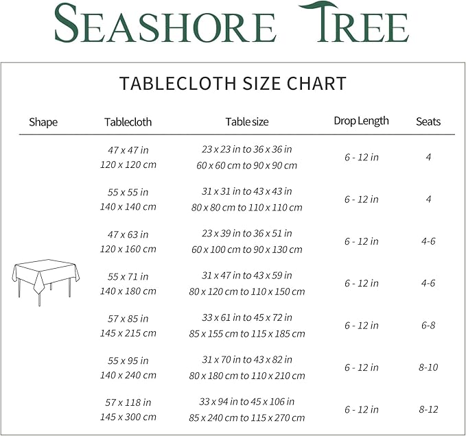 SEASHORE TREE Rectangle Tablecloth Linen Textured Table Cloths 55 x 71 Inch Waterproof Spill-Proof Wipeable Wrinkle Free Dining Table Cover for Buffet Party Wedding Outdoor and Indoor Use, Lake Blue