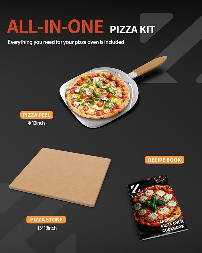 Pizza Oven Indoor, Heats up to 850°F, Makes 12” Pizzas in 90 Seconds, Electric Pizza Oven with 6 Touchscreen Presets, Countertop Pizza Ovens for Kitchen, Recipes & Pizza Stone Peel Included, Silver