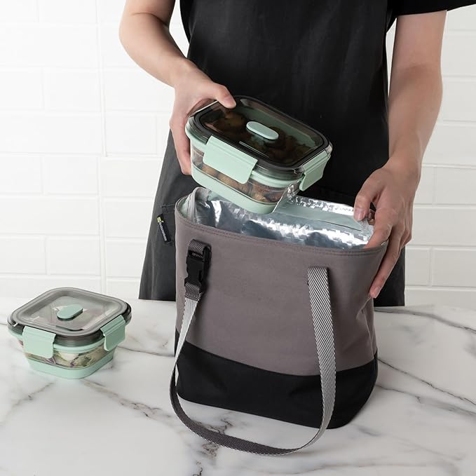 Restaurantware-Fresh Hero 23.8 Ounce Storage Containers, 1 Durable Airtight Food Containers - Microwavable, Freezable, Green Plastic, Collapsible, Dishwashable, With Vented Lids