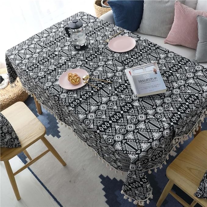 Rectangular Tablecloth Black Geometric Double-Sided Thickened Cafe Bar Coffee Table Tablecloth Cover Cloth Tablecloth Suitable for Restaurant Camping(60 * 60cm)