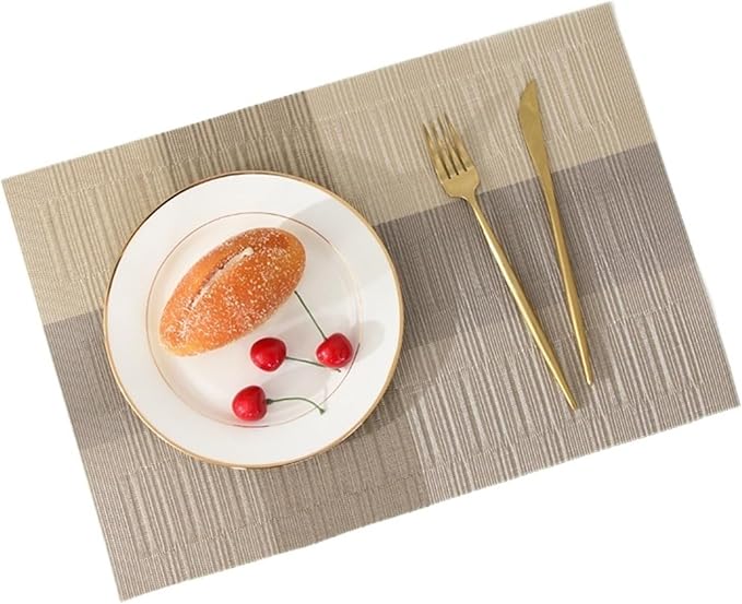 Non-Slip Woven Insulation Placemats Washable Elegant Kitchen Table Mats for Dining Heat(Woven Light Coffee,4pcs 45x30cm)