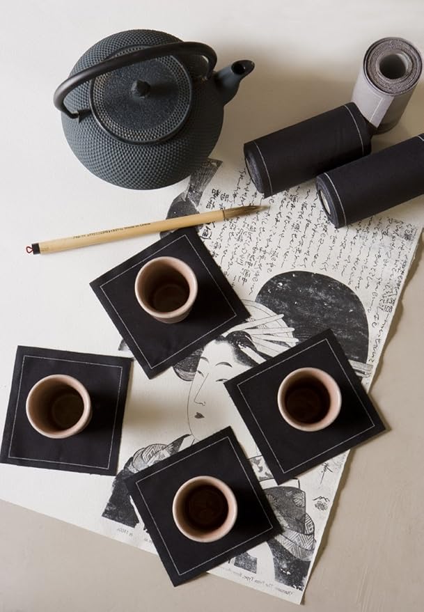 Cotton Cocktail Napkin - 4.3 x 4.3 in - 50 units per roll - Black