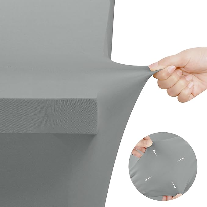 Utopia Kitchen Spandex Tablecloth 2 Pack [6FT, Grey] Tight, Fitted, Washable and Wrinkle Resistant Stretch Table Cloth Rectangle Cover for Trade Show, Weddings & Parties [72Lx30Wx30H Inch]