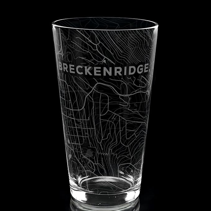 BRECKENRIDGE COLORADO Engraved Pint Glass | Great Ski Resort Mountain Topography Map Gift Idea!