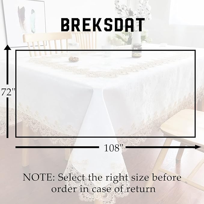 Tablecloths for Rectangle Tables Lace Elegant Decor for Dinning Home Holiday Party Kitchen Easter Christmas Wedding Farmhouse Outdoor Washable Table Linen (H17191-Beige-1, 72 * 108)