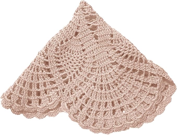 Handmade Crochet Lace Doily 15.5 inches to 17.5 inches Round 6 Petals Flower Placemats Coasters Vintage Doilies Vase Cup Mats (1, Beige)