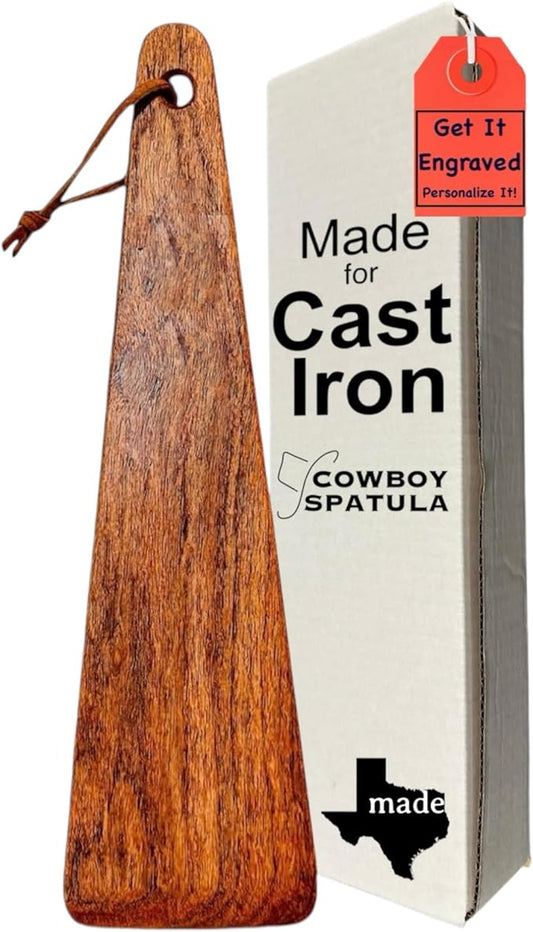 COWBOY SPATULA Mesquite Wood Spatula - Original Handmade in Texas Made in USA For Non stick Frying Pan, Cast Iron Skillet, griddle, baking, stainless steel (Original - Plain - No personalization)