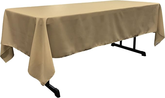 LA Linen Polyester Poplin Washable Rectangular Tablecloth, Stain and Wrinkle Resistant Table Cover 60x120, Fabric Table Cloth for Dinning, Kitchen, Party, Holiday 60 by 120-Inch, Taupe