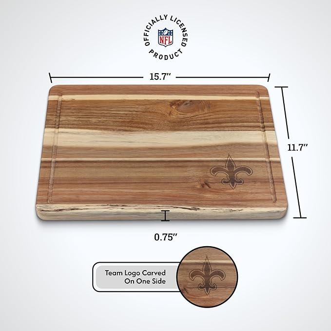 The Memory Company Officially Licensed NFL Acacia Cutting Board – 11.7" x 15.7" Durable Wood Chopping & Serving Board with Team Logo