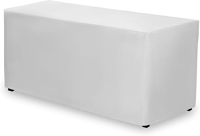 Gee Di Moda Fitted Tablecloth - 48 x 30 Inch White Floor-Length Fitted Table Cloth for 4 Foot Rectangle Table, Heavy Duty Washable Fabric for Parties, Dinner, Weddings, Baby Shower & Trade Show