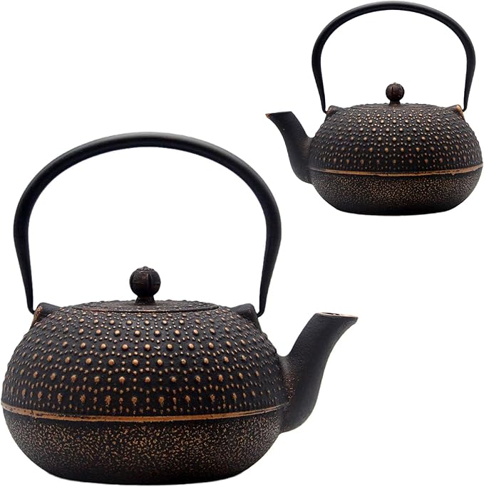 YJX 60.9oz Large Cast Iron Teapot for Stovetop Safe, 6 Cup Tea Kettle, Japanese Tetsubin, Teapot with Stainless Steel Infuser for Loose Tea, Tea Pot Enameled Interior (1.7QT/1.8L)