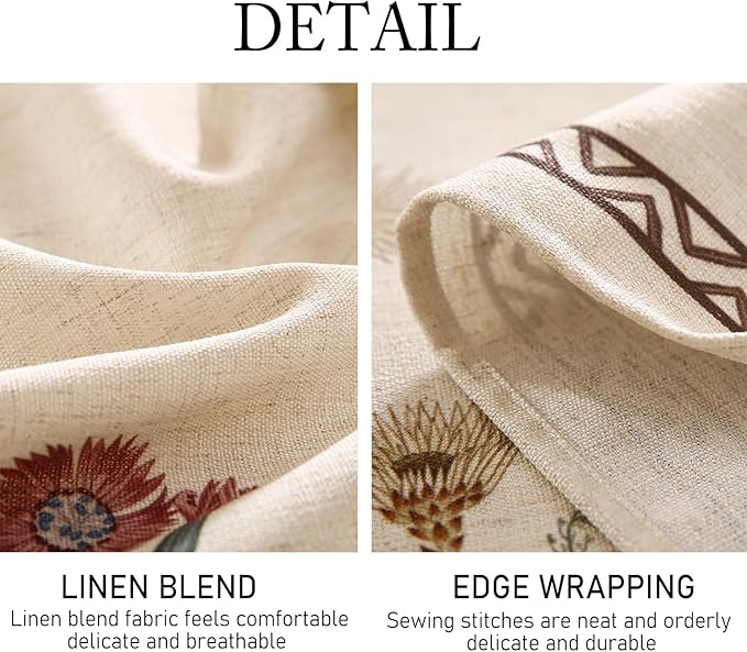 ISAENNE Designer Off White Linen Small Round Tablecloth,Floral Elegant Table Cloth,Stain Resistant Vintage Decor Tablecloths for Dining Thanksgiving Kitchen Christmas,Diameter 55"-Serenity G