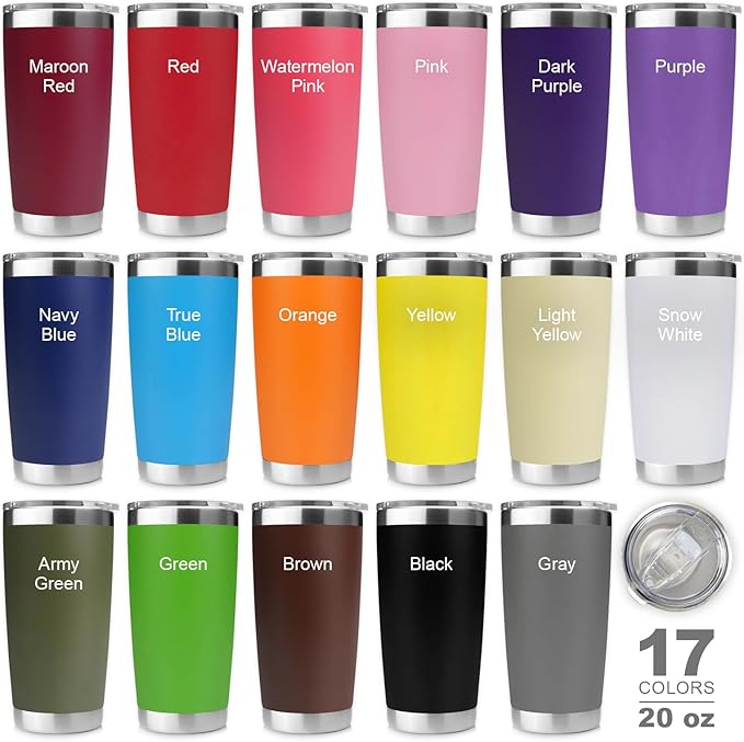 Personalized 20 oz Engraved Tumbler – Custom Name Stainless Steel Insulated Travel Cup, Double-Wall, Keeps Drinks Hot & Cold, Durable Powder-Coated Coffee Mug – Gift for Him, Her, Made in USA.