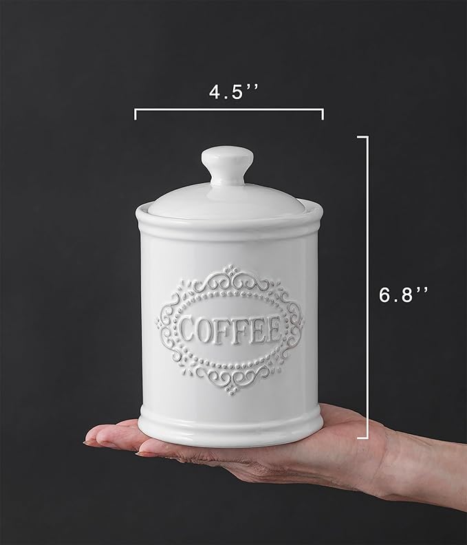 Ceramic Canisters Sets For The Kitchen Canisters For Countertop Set of 3 Airtight Coffee Canisters For Ground Coffee Sugar Storage With Lids Farmhouse Containers for household or kitchen use