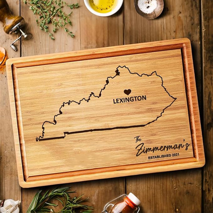 Kentucky Cutting Board Housewarming Gifts, Personalized Destination State Gift, Unique Charcuterie Board for Kitchen, USA Cheese Boards Gift for Host Family
