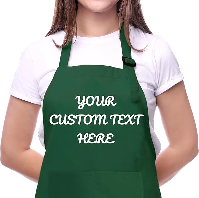 Personalized Apron for Men and Women, Chefs, Custom Name Text, Personalized Baking Gifts for Christmas, Cooking, Waterproof Apron with 2 Pockets, Great for Baking, Grilling, Gardening, Art Projects