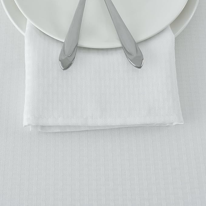 maxmill Cloth Napkins 20 x 20 Inch Weaved Texture Pattern Soft Comfortable and Luxury Serviette for Restaurant Family Dinners Weddings Parties and Banquets Set of 4 Pieces, White