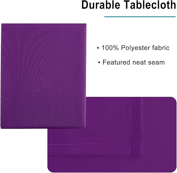 Hiasan Royal Purple Tablecloth for Square Tables - Waterproof and Spillproof Washable Fabric Table Cloth for Dining Room Kitchen Party, 60 x 60 Inch
