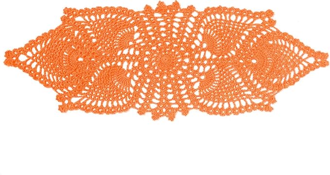 BIBITIME 7 in x 21 in Crochet Lace Table Doilies Eyes Flower Doily Kitchen Vase Place Mats,Pack of 1PC,Orange