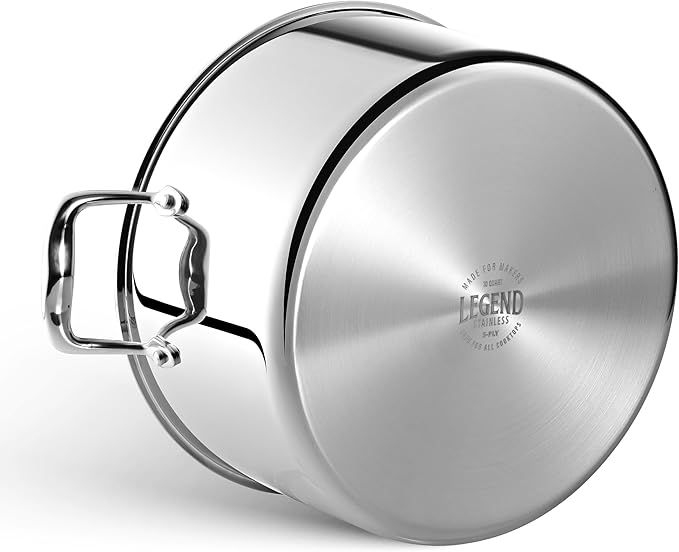 LEGEND COOKWARE 5-Ply Stainless Steel 10-Quart Stock Pot with Lid - Induction Compatible, Oven Safe 800°F - Non-Toxic, No Coatings - Even Heating, Won't Warp - Built to Last Generations
