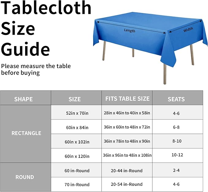 Easy-Going Faux Linen Waterproof Spill-Proof Tablecloth Stain Resistant Rectangle Table Cloth Wrinkle Free Decorative Fabric for Kitchen, Dining, Party, Weddings, Restaurants (52x70 in, Royal Blue)