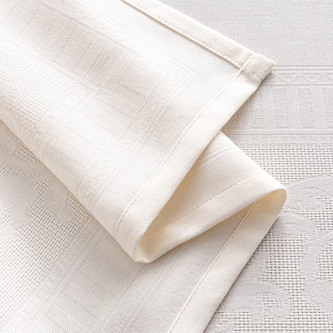 MANGATA CASA Rectangle Tablecloth Faux Cotton Waterproof and Wrinkle Resistant Washable Jacquard Polyester Table Cloth for Kitchen Dining/Party/Indoor and Outdoor Use(White,60x70 inch)
