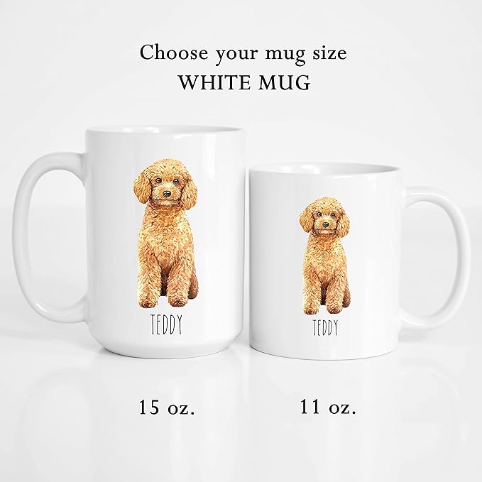 Poodle Custom Coffee Mugs with Name for Dog Mom Dad - Personalized Gifts for Best Friends - Grandma Grandpa Present (Poodle)