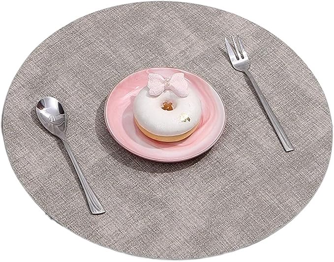 Double Sided Texture Leather Placemat Tableware Pad Oil Water Heat Insulation Non-Slip Tablemat for Kitchen Washable(Gray)