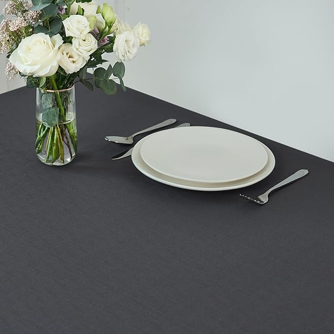 maxmill Jacquard Tablecloth Stain Resistant Waterproof Wrinkle Resistant Spillproof Washable Soft Slubby Texture Table Cloth for Dining Room, Indoor and Outdoor Use, Rectangle 60 x 140 Inch, Charcoal