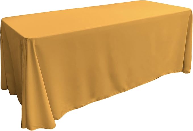 LA Linen Polyester Poplin Washable Rectangular Tablecloth, Stain and Wrinkle Resistant Table Cover 90x156, Fabric Table Cloth for Dinning, Kitchen, Party, Holiday 90 by 156-Inch, Gold