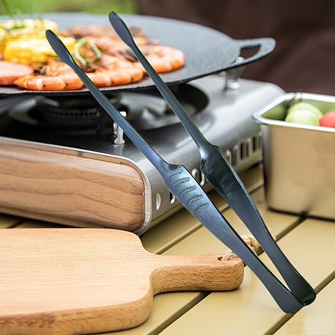 JETKONG Stainless Steel Kitchen Tongs, Serving Tongs for Cooking, 10.6" Metal Food Tongs with Non-Slip Comfort Grip, Non-Stick Cooking Tongs Heat Resistant BBQ Tong Grill Tong (Blue)