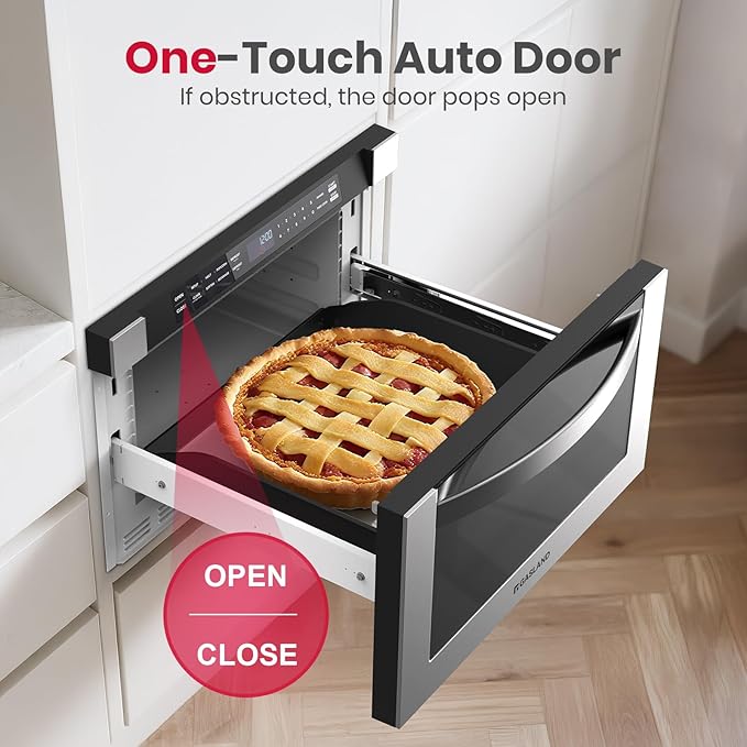 GASLAND 1.2 cu. ft. Microwave Drawer 24 Inch, 1000W Built in Drawer Microwave, Under Counter Microwave, Under the Cabinet Microwave with 11 Custom Cooking Levels, Touch Controls, Stainless Steel